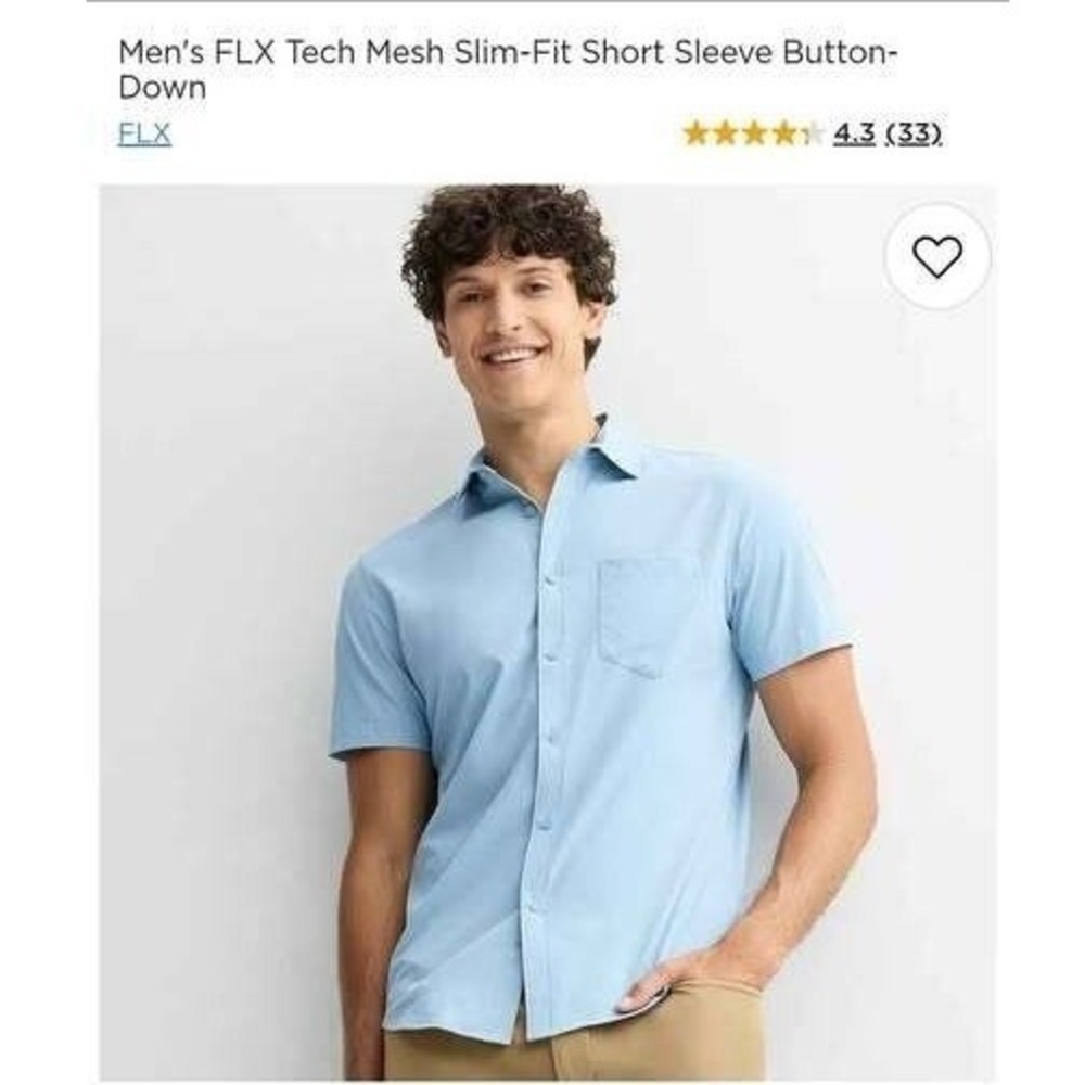 Apt 9 Performance Button Down Men XLT Blue Premier Flex Tech Mesh Short Sleeve - Picture 7 of 8